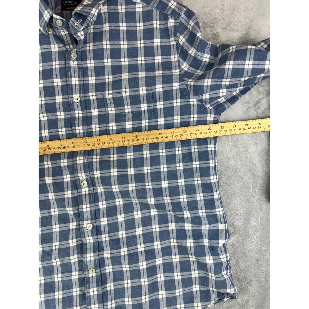UNTUCKit Men's Large Carmenet Blue White‎ Plaid Button Down Shirt  Long Sleeve